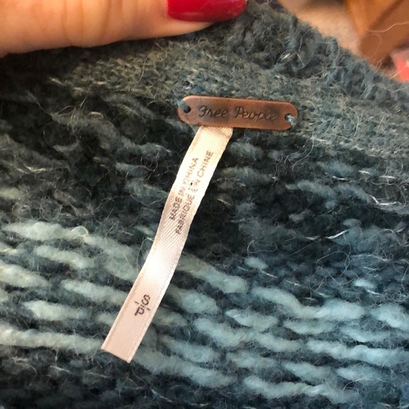 Free People Cropped Sweater Wool Alpaca Blend Crewneck Size Small Green - Picture 4 of 4